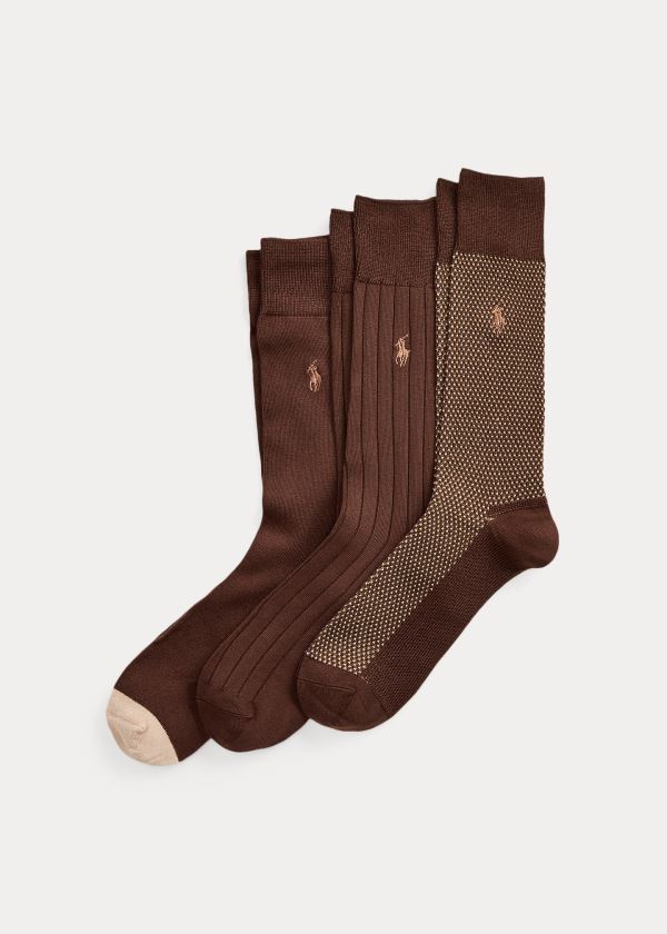 Calcetines Polo Ralph Lauren Hombre Chocolate - Birdseye Trouser 3-Pack - CPJKV1083